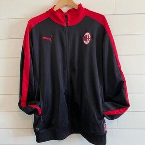 Puma AC Milan Mens Athletic Track Jacket XXL Black Red Full Zip